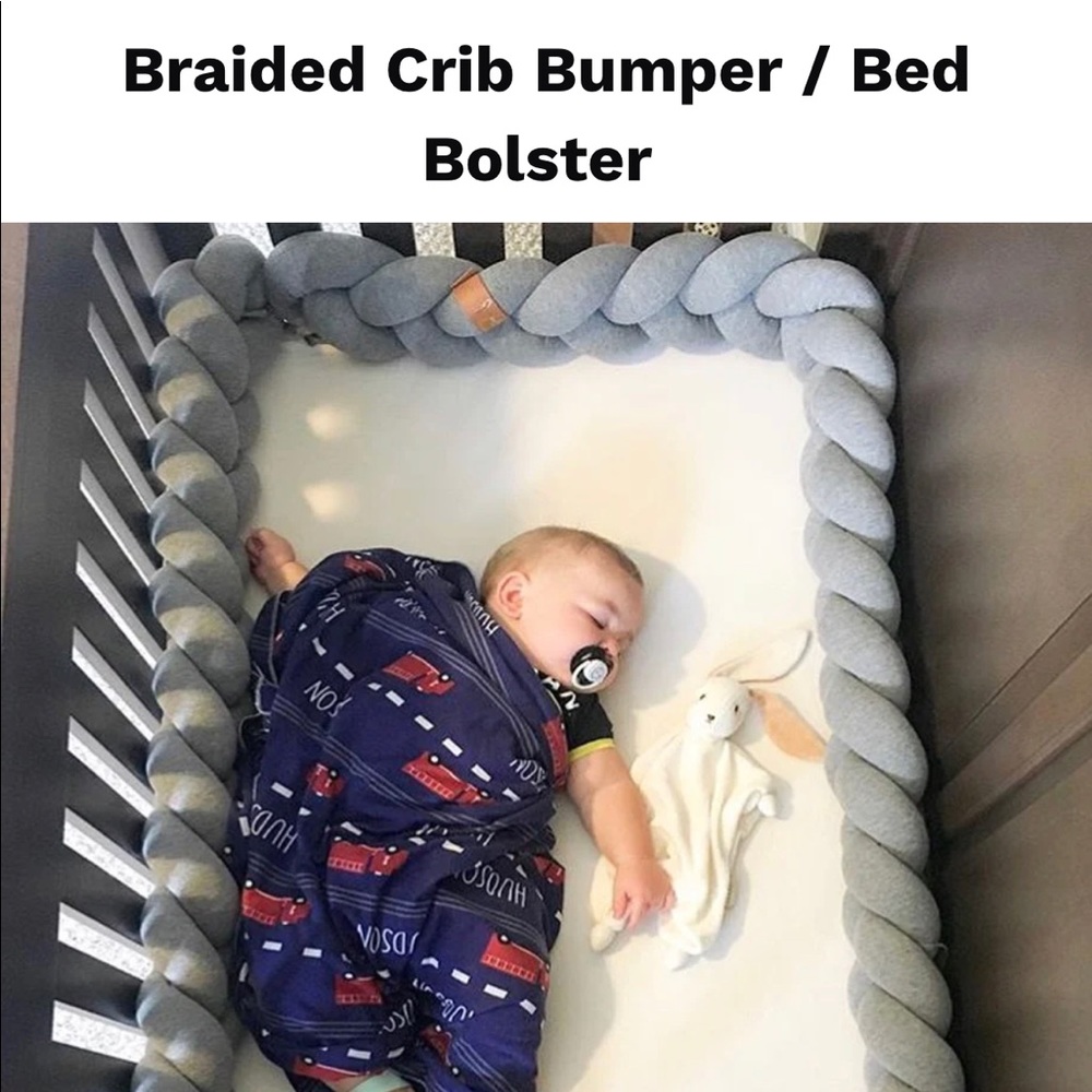 Juju and Jake braided crib bumper/bed bolster
